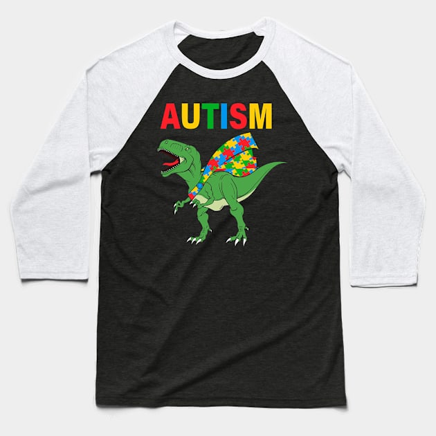 Dinosaur Puzzle Autism Awareness Gift for Birthday, Mother's Day, Thanksgiving, Christmas Baseball T-Shirt by skstring